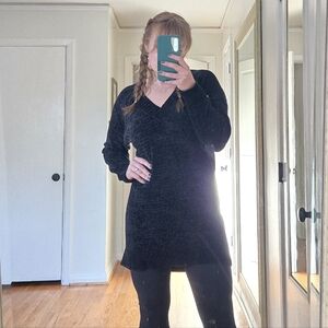 Express Chenille Black Sweater Dress Small